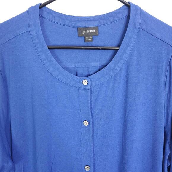 J Jill Shirt Womens 2X Button Front Mandarin Collar Stretchy Wearever Long Sleev - Picture 2 of 10
